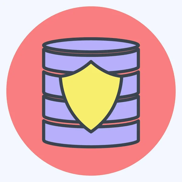 Icon Secured Backup Suitable Data Analytics Symbol Color Mate Style — Vector de stock