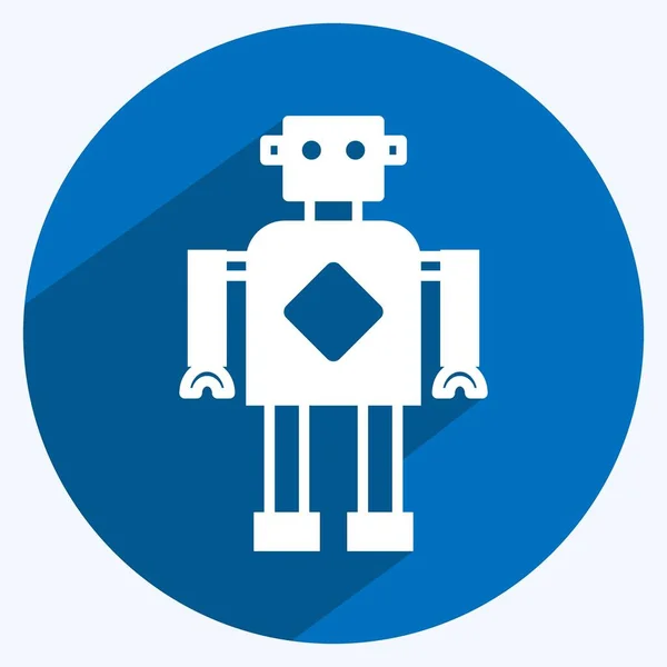 Icon Robotics Suitable Data Analytics Symbol Long Shadow Style Simple — Stockvektor