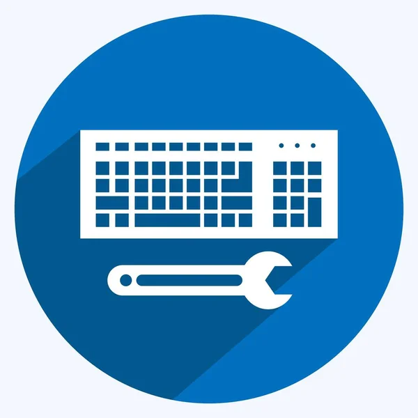 Icon Code Engineering Suitable Data Analytics Symbol Long Shadow Style — Vector de stock