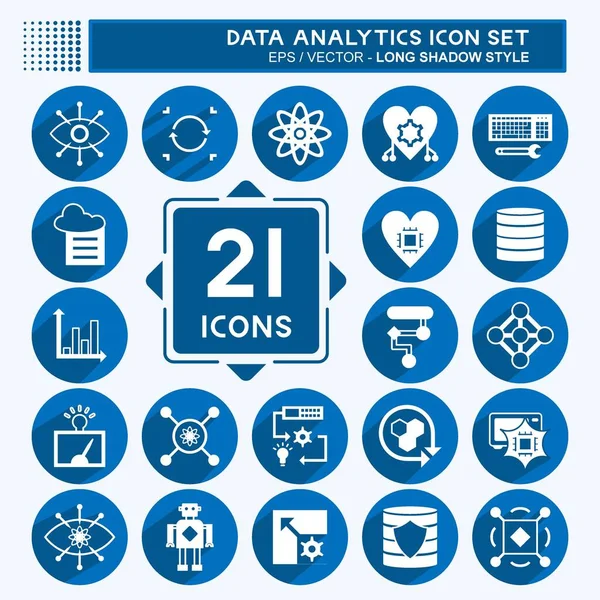 Veri Analizi Simgesi Ayarlandı. Veri analizi sembolü için uygun. Uzun gölge tarzı. Basit dizayn edilebilir. tasarım şablonu. Basit gösterim