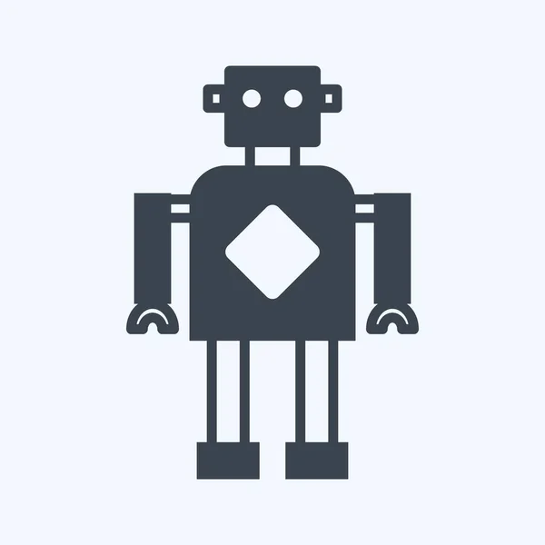 Simge Robotları Veri Analizi Sembolü Için Uygun Kabartma Tarzı Basit — Stok Vektör