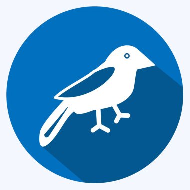 İkon Kuşu. Bahar sembolü için uygun. Uzun gölge tarzı. Basit dizayn edilebilir. tasarım şablonu. Basit gösterim