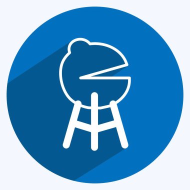 İkon Barbeküsü. Bahar sembolü için uygun. Uzun gölge tarzı. Basit dizayn edilebilir. tasarım şablonu. Basit gösterim