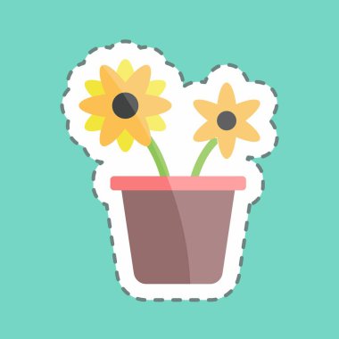 Çıkartma çizgisi çiçek kabını kesti. Bahar sembolü için uygun. Basit dizayn edilebilir. tasarım şablonu. Basit gösterim