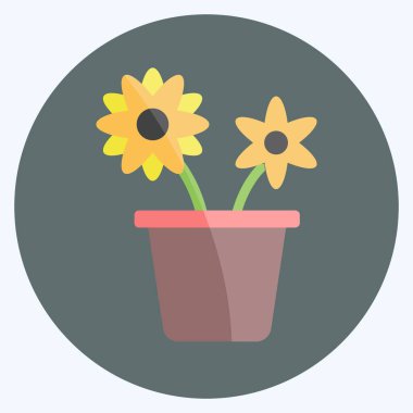 Simge saksısı. Bahar sembolü için uygun. Düz stil. Basit dizayn edilebilir. tasarım şablonu. Basit gösterim