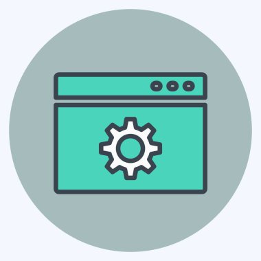 Simge Web Optimizasyonu. IT Servisleri sembolü için uygun. renk arkadaşı stili. Basit dizayn edilebilir. tasarım şablonu. Basit gösterim