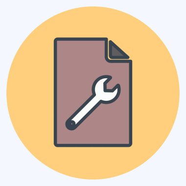 Simge İçeriği Yönetimi. IT Servisleri sembolü için uygun. renk arkadaşı stili. Basit dizayn edilebilir. tasarım şablonu. Basit gösterim