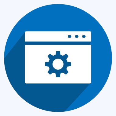 Simge Web Optimizasyonu. IT Servisleri sembolü için uygun. Uzun gölge tarzı. Basit dizayn edilebilir. tasarım şablonu. Basit gösterim