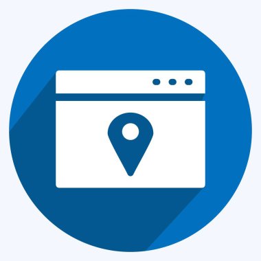 Simge Konumu Web Reklamcılığı. IT Servisleri sembolü için uygun. Uzun gölge tarzı. Basit dizayn edilebilir. tasarım şablonu. Basit gösterim