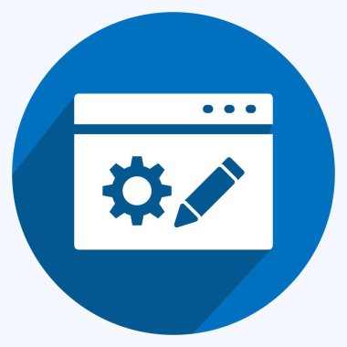 Simge Blog Servisi. IT Servisleri sembolü için uygun. Uzun gölge tarzı. Basit dizayn edilebilir. tasarım şablonu. Basit gösterim