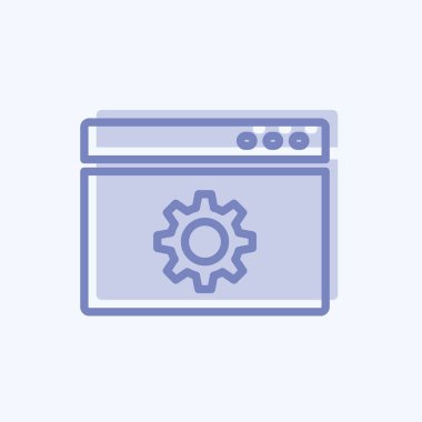 Simge Web Optimizasyonu. IT Servisleri sembolü için uygun. İki ton stili. Basit dizayn edilebilir. tasarım şablonu. Basit gösterim