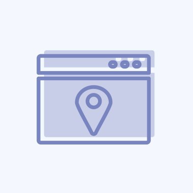 Simge Konumu Web Reklamcılığı. IT Servisleri sembolü için uygun. İki ton stili. Basit dizayn edilebilir. tasarım şablonu. Basit gösterim