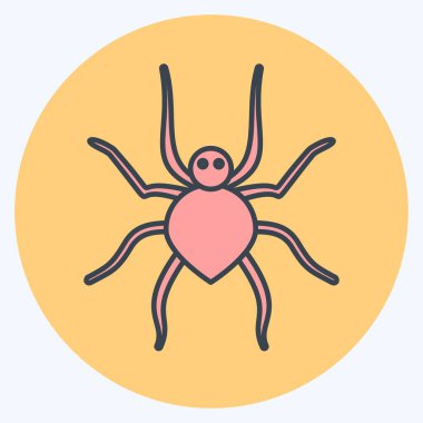 Simge Örümcek. Hayvan sembolü için uygun. renk arkadaşı stili. Basit dizayn edilebilir. tasarım şablonu. Basit gösterim