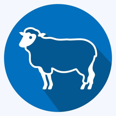 İkon Koyun. Hayvan sembolü için uygun. Uzun gölge tarzı. Basit dizayn edilebilir. tasarım şablonu. Basit gösterim