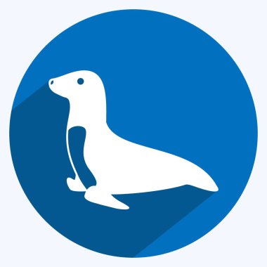 İkon Deniz Köpeği. Hayvan sembolü için uygun. Uzun gölge tarzı. Basit dizayn edilebilir. tasarım şablonu. Basit gösterim