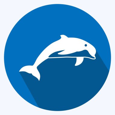 Simge Yunusu. Hayvan sembolü için uygun. Uzun gölge tarzı. Basit dizayn edilebilir. tasarım şablonu. Basit gösterim