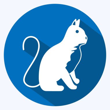 Simge Kedisi. Hayvan sembolü için uygun. Uzun gölge tarzı. Basit dizayn edilebilir. tasarım şablonu. Basit gösterim