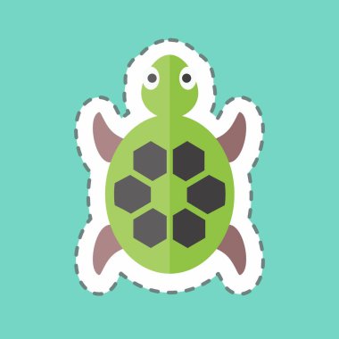Etiket çizgisi Turtle 'ı kesti. Hayvan sembolü için uygun. Basit dizayn edilebilir. tasarım şablonu. Basit gösterim
