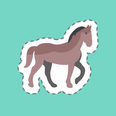 Çıkartma çizgisi Atı kesti. Hayvan sembolü için uygun. Basit dizayn edilebilir. tasarım şablonu. Basit gösterim