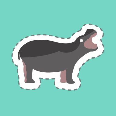 Çıkartma çizgisi Hippo 'yu kesti. Hayvan sembolü için uygun. Basit dizayn edilebilir. tasarım şablonu. Basit gösterim