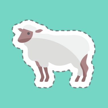 Etiket çizgisi Koyun 'u kesti. Hayvan sembolü için uygun. Basit dizayn edilebilir. tasarım şablonu. Basit gösterim