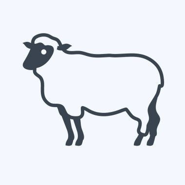 İkon Koyun. Hayvan sembolü için uygun. Kabartma tarzı. Basit dizayn edilebilir. tasarım şablonu. Basit gösterim