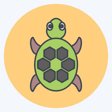 Simge Kaplumbağa. Hayvan sembolü için uygun. Düz stil. Basit dizayn edilebilir. tasarım şablonu. Basit gösterim