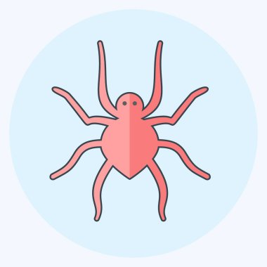 Simge Örümcek. Hayvan sembolü için uygun. Düz stil. Basit dizayn edilebilir. tasarım şablonu. Basit gösterim