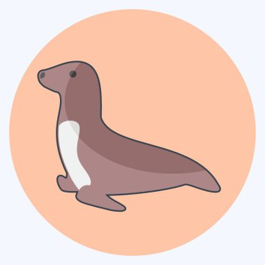 İkon Deniz Köpeği. Hayvan sembolü için uygun. Düz stil. Basit dizayn edilebilir. tasarım şablonu. Basit gösterim