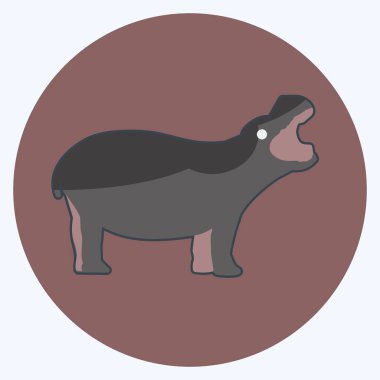 Icon Hippo. Hayvan sembolü için uygun. Düz stil. Basit dizayn edilebilir. tasarım şablonu. Basit gösterim