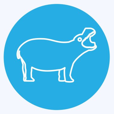 Icon Hippo. Hayvan sembolü için uygun. Mavi gözlü. Basit dizayn edilebilir. tasarım şablonu. Basit gösterim