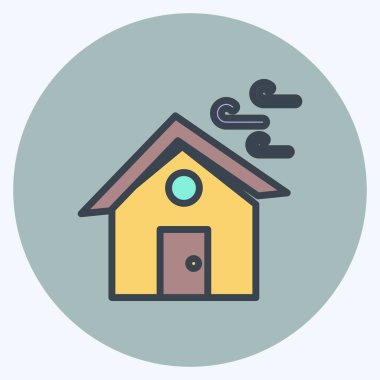 Icon Winds Vurucu Ev. Afet sembolü için uygun. renk arkadaşı stili. Basit dizayn edilebilir. tasarım şablonu. Basit gösterim