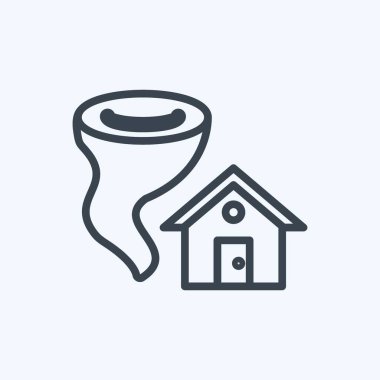 İkon Kasırgası Vurucu Evi. Afet sembolü için uygun. Sıra tarzı. Basit dizayn edilebilir. tasarım şablonu. Basit gösterim