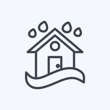 Simge Şiddetli Yağmur ve Sel. Afet sembolü için uygun. Sıra tarzı. Basit dizayn edilebilir. tasarım şablonu. Basit gösterim