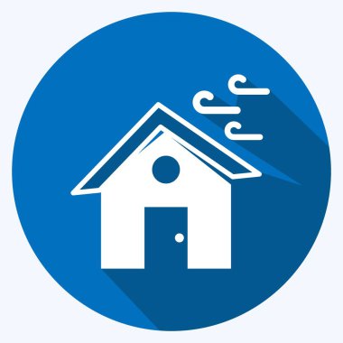 Icon Winds Vurucu Ev. Afet sembolü için uygun. Uzun gölge tarzı. Basit dizayn edilebilir. tasarım şablonu. Basit gösterim