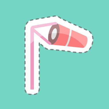 Çıkartma çizgisi rüzgar göstergesini kesti. Afet sembolü için uygun. renk arkadaşı stili. Basit dizayn edilebilir. tasarım şablonu. Basit gösterim