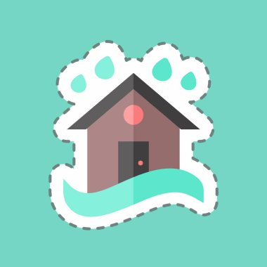 Çıkartma hattı Şiddetli Yağmur ve Tufan 'ı kesti. Afet sembolü için uygun. renk arkadaşı stili. Basit dizayn edilebilir. tasarım şablonu. Basit gösterim