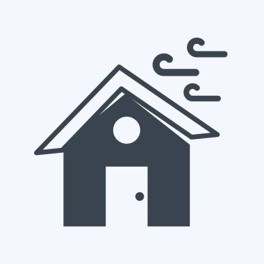 Icon Winds Vurucu Ev. Afet sembolü için uygun. Kabartma tarzı. Basit dizayn edilebilir. tasarım şablonu. Basit gösterim