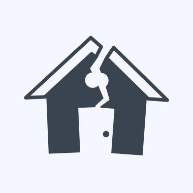 Icon Deprem Evi 'ni vurdu. Afet sembolü için uygun. Kabartma tarzı. Basit dizayn edilebilir. tasarım şablonu. Basit gösterim