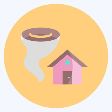 İkon Kasırgası Vurucu Evi. Afet sembolü için uygun. Düz stil. Basit dizayn edilebilir. tasarım şablonu. Basit gösterim