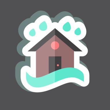 Sticker Heavy Rain ve Flood. Afet sembolü için uygun. renk arkadaşı stili. Basit dizayn edilebilir. tasarım şablonu. Basit gösterim