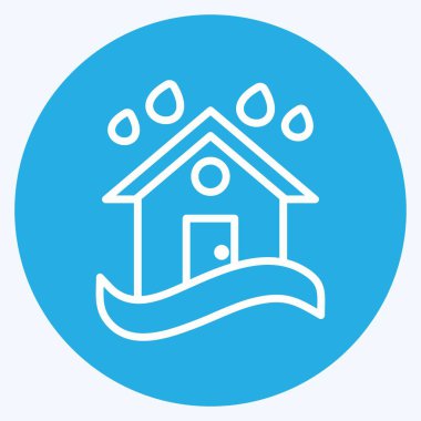 Simge Şiddetli Yağmur ve Sel. Afet sembolü için uygun. Mavi gözlü. Basit dizayn edilebilir. tasarım şablonu. Basit gösterim