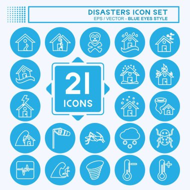 Afet Simgesi Ayarları. Doğa sembolü için uygun. Mavi gözlü. Basit dizayn edilebilir. tasarım şablonu. Basit gösterim
