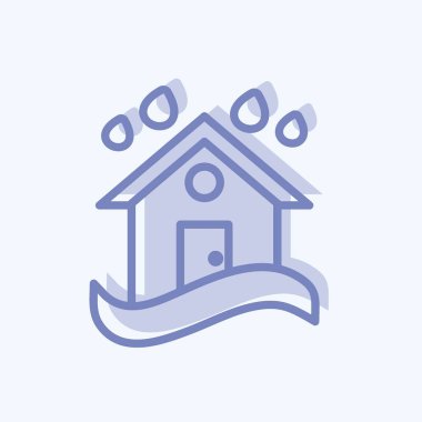 Simge Şiddetli Yağmur ve Sel. Afet sembolü için uygun. İki ton stili. Basit dizayn edilebilir. tasarım şablonu. Basit gösterim