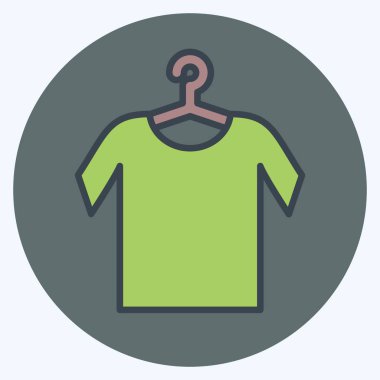 Askıda Icon Shirt. Terzi sembolü için uygun. renk arkadaşı stili. Basit dizayn edilebilir. tasarım şablonu. Basit gösterim