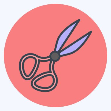 Terzi sembolü için uygun bir makas ikilisi. renk arkadaşı stili. Basit dizayn edilebilir. tasarım şablonu. Basit gösterim