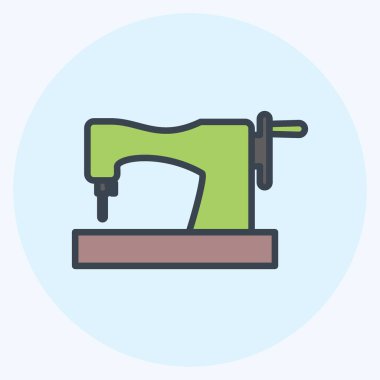 Simge Eski Tarz Makinesi. Terzi sembolü için uygun. renk arkadaşı stili. Basit dizayn edilebilir. tasarım şablonu. Basit gösterim