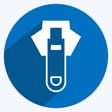 Terzi sembolü için uygun Simge Fermuarı 2. Uzun gölge tarzı. Basit dizayn edilebilir. tasarım şablonu. Basit gösterim