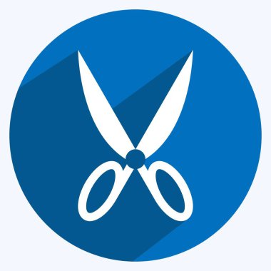 Terzi sembolü için uygun Makas 1 ikilisi. Uzun gölge tarzı. Basit dizayn edilebilir. tasarım şablonu. Basit gösterim