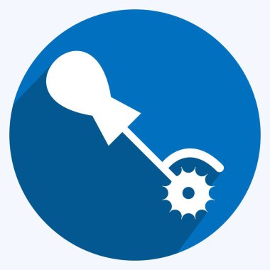 Simge Döndürme Kesme Kumaşı. Terzi sembolü için uygun. Uzun gölge tarzı. Basit dizayn edilebilir. tasarım şablonu. Basit gösterim